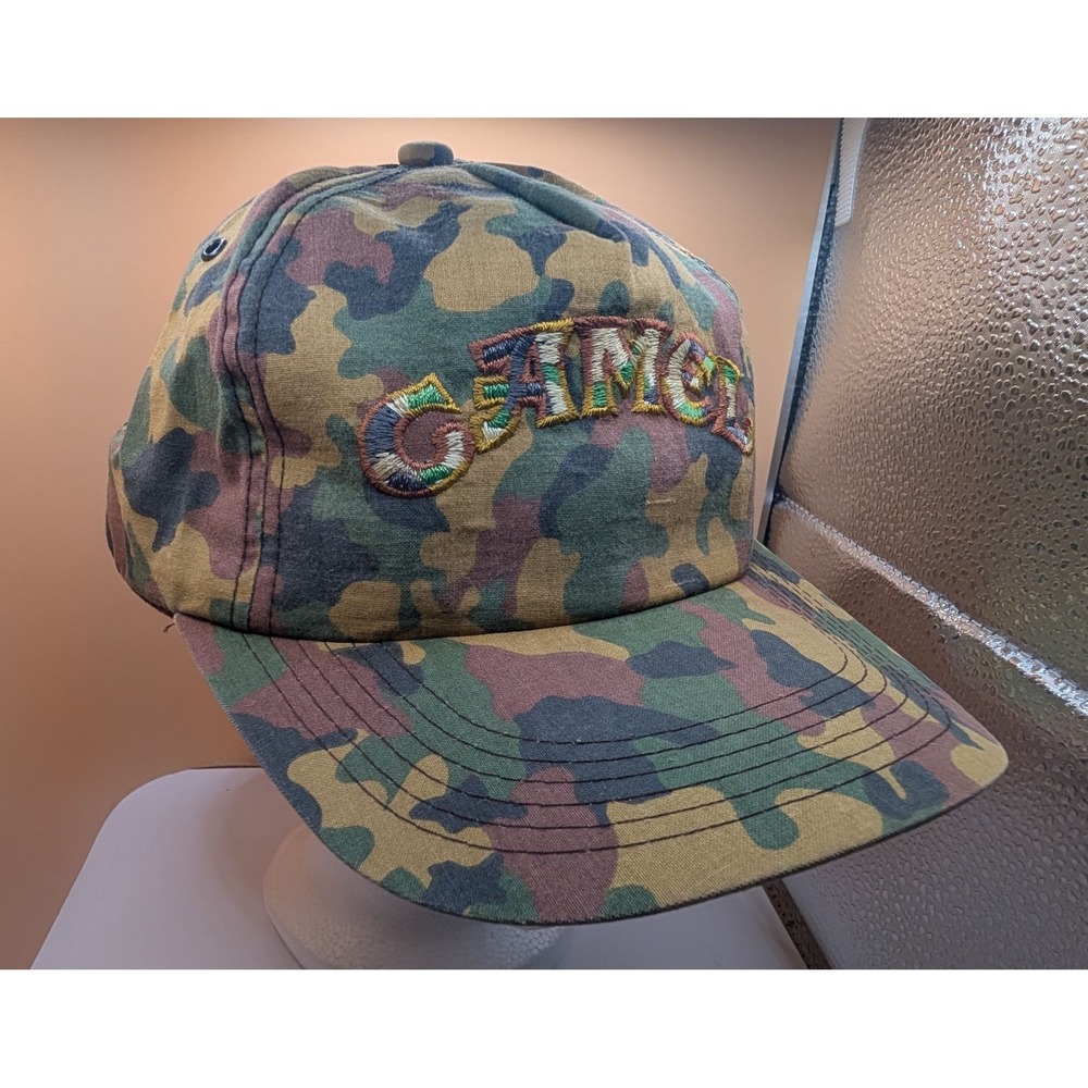 Vintage Camel Cigarettes Camo Snapback Hat Embroidered Logo 90s Tobacco Cap